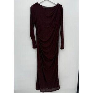 Lovely Grace Burgundy Sparkle Formal Dress Long Sleeve Size Large